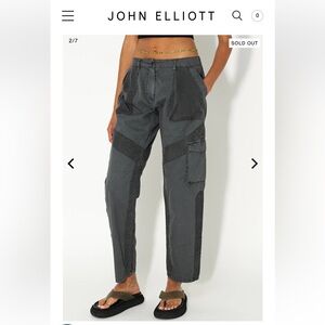 John Elliott Paneled Utility Pant in Washed Black